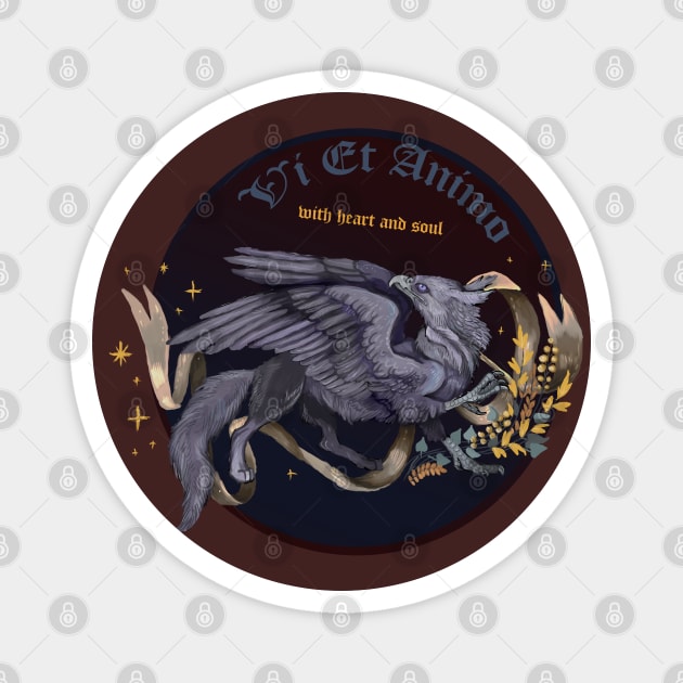 Regal Silver Gryphon "With Heart and Soul" Magnet by Shadowind